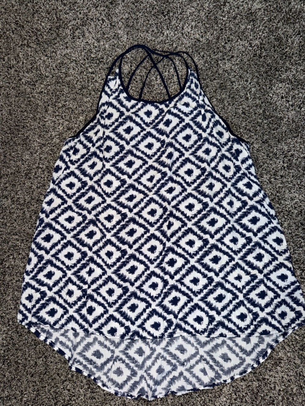 Papermoon Navy and White Diamond Print Tank with Strappy Detail